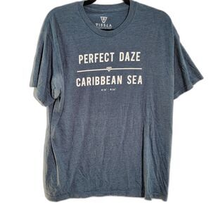 Vissla Everyday Heather Blue Shirt Graphic Front Short Sleeves Crew Neck Size L